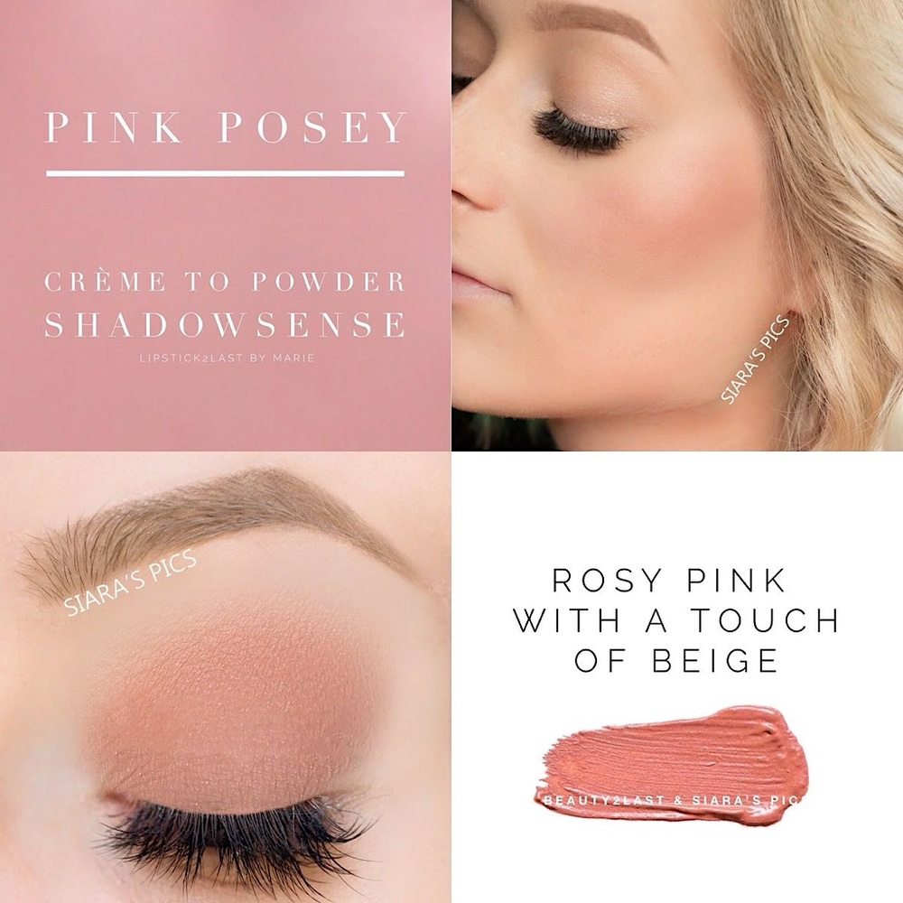 Shadowsense Pink Posey NEW Rosy Beige Cream to Powder Long Last Eyeshadow Blush - Picture 5 of 5